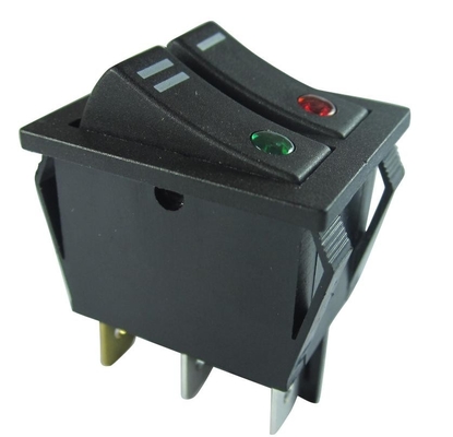 مفتاح هزاز مزدوج الصفوف عالي الجودة ، 32 * 25 مم ، مصباح أخضر أو ​​أحمر ، 20A 250V.