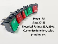 مفتاح الروكر الضوئي 32 * 25mm 25A 250V